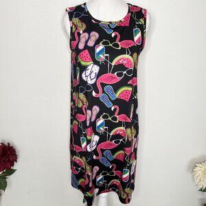 Dress Works Womens Tank Dress Flamingo's Popsicles Coastal Boho Size S